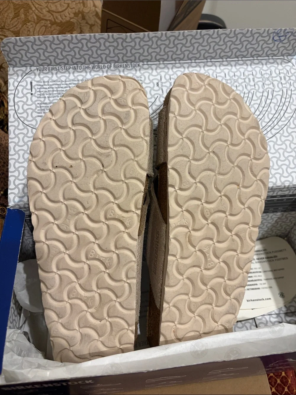 Birkenstock Women’s Suede Cross-Band Sandals - Beige with Gold Buckles
